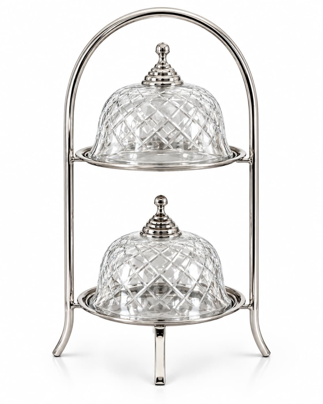 2 Katlı Yuvarlak Kapaklı Kek Standı 27x22,5x45,5 cm