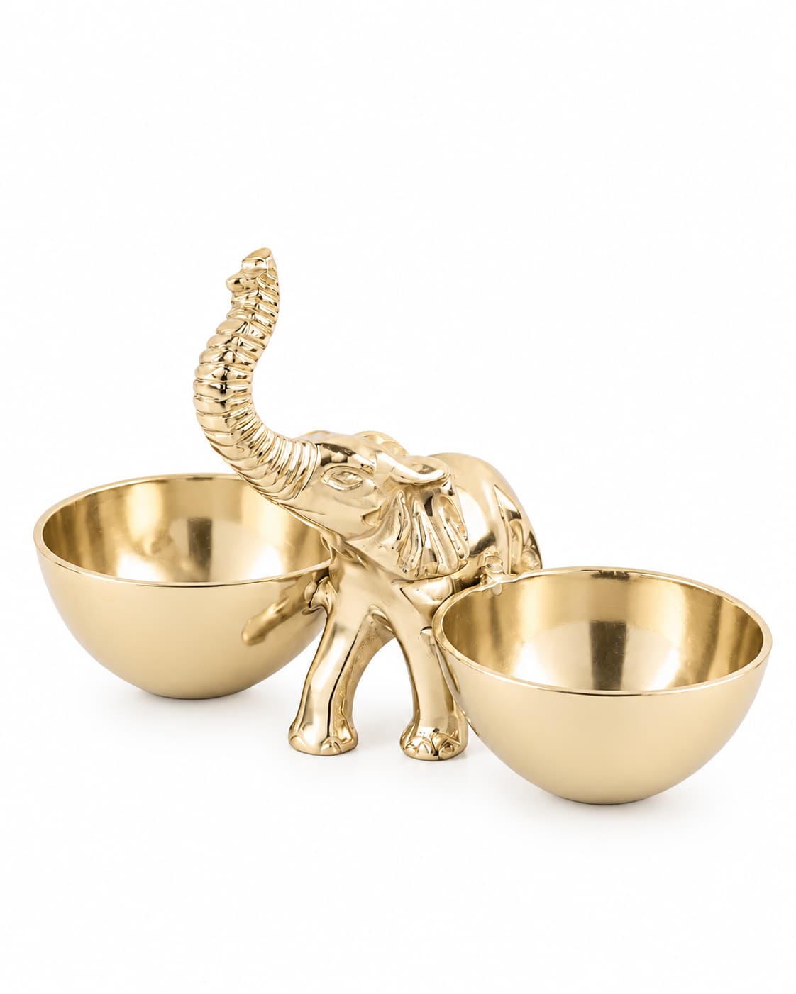 Antik Gold Renk Fil Detaylı 2li Çerezlik 30x16x20cm