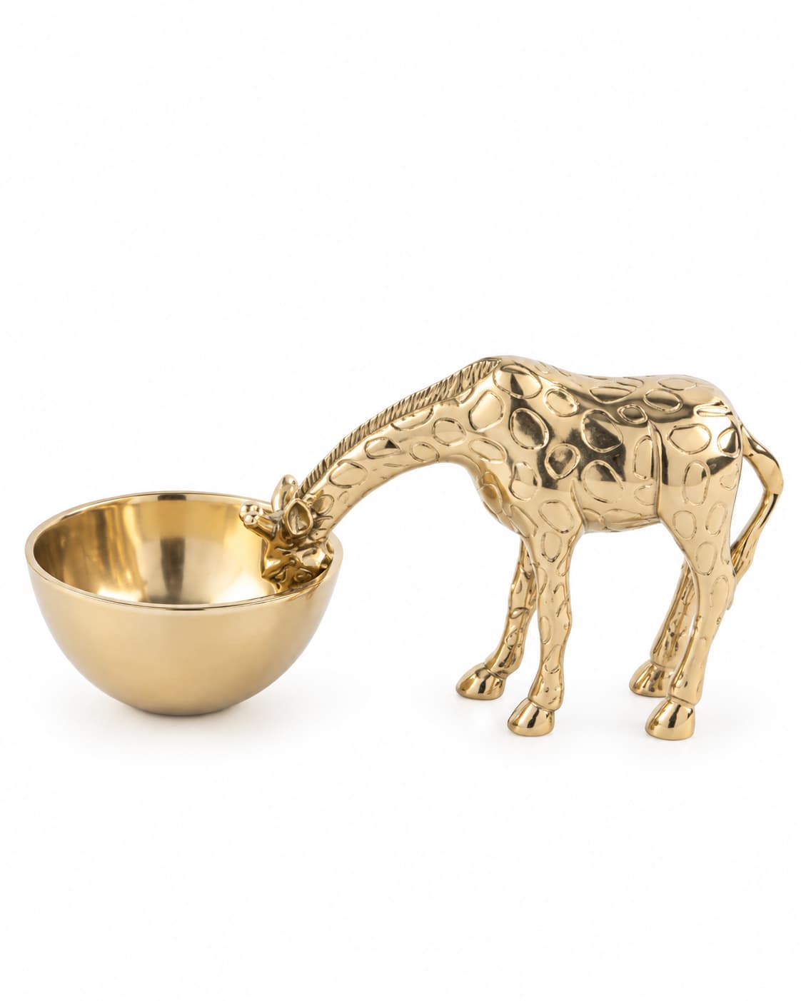 Antik Gold Renk Zürafa Detaylı Kase 13x28x15cm
