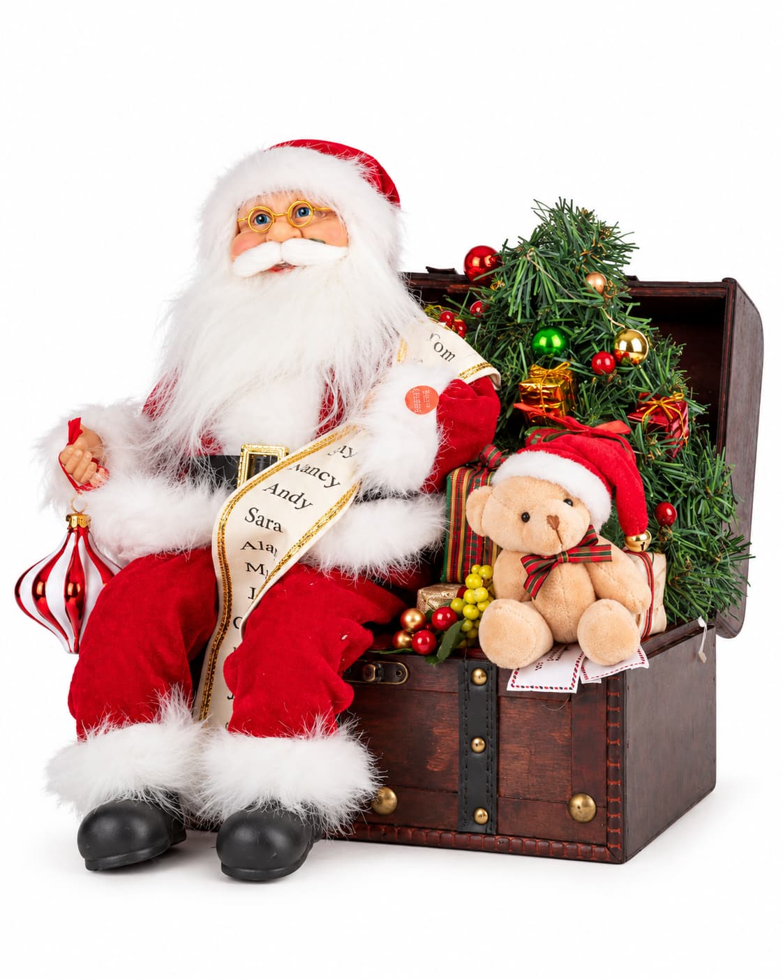 Hareketli ve Müzikli Sandıklı Noel Baba 40 cm