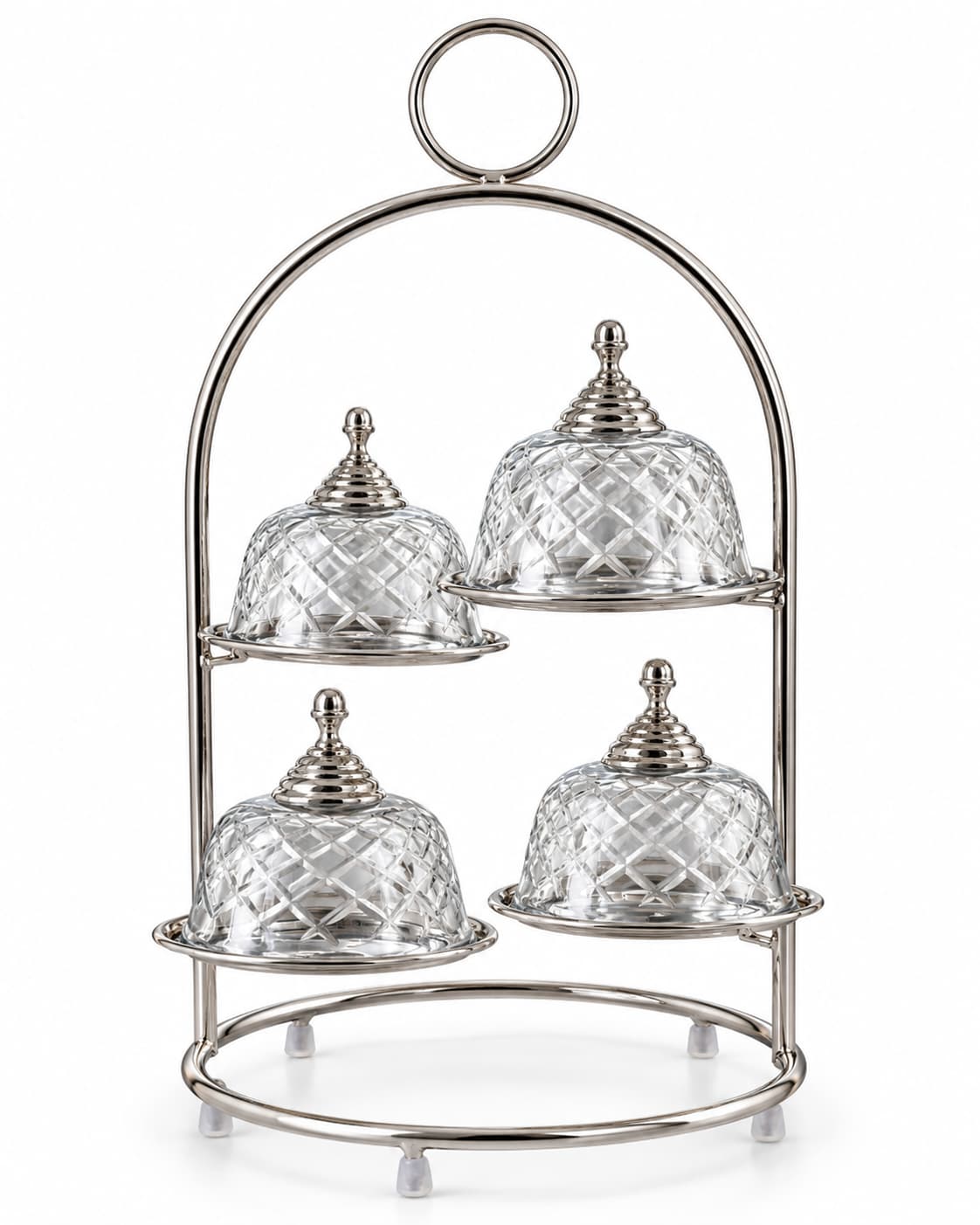 Yuvarlak Kapaklı 4'lü Kek Standı 31x28,5x42 CM